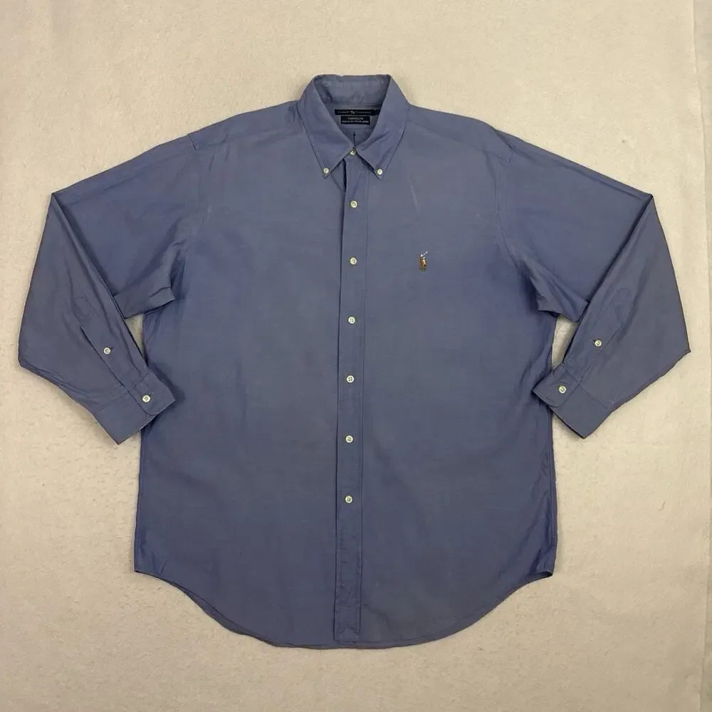 Ralph Lauren Yarmouth Men’s 16-33 Blue Pinpoint Oxford Button Down Shirt